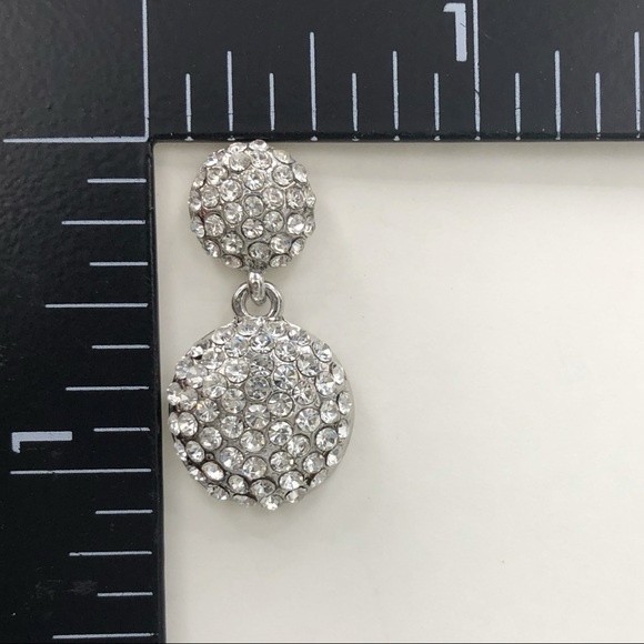 🌼 Double Button Rhinestone Silver Stud Earrings - Picture 2 of 2